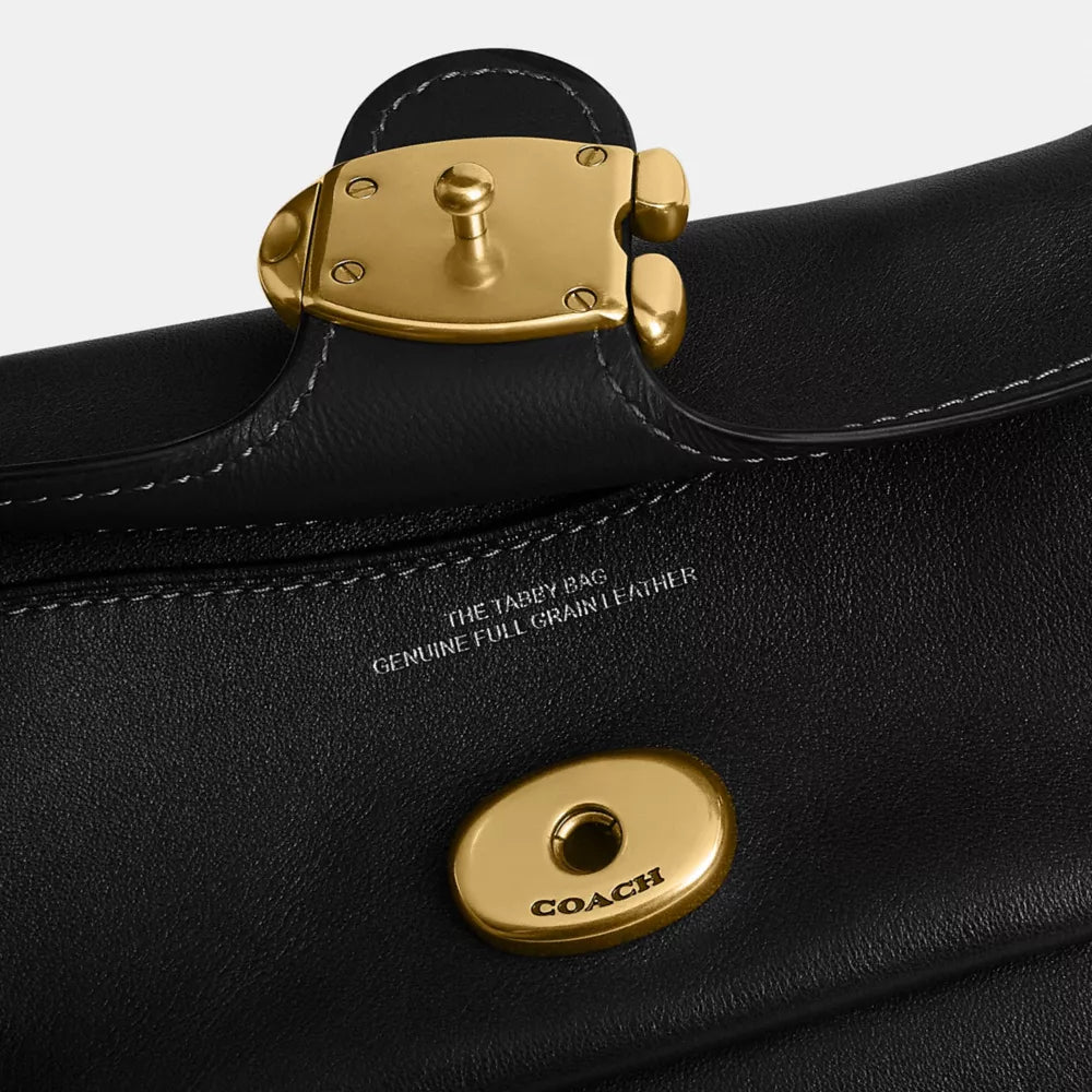 Soft Tabby Shoulder Bag 20 - Natural Grain Leather/Brass/Black