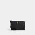 Corner Zip Wristlet - Pebbled Leather/Gold/Black