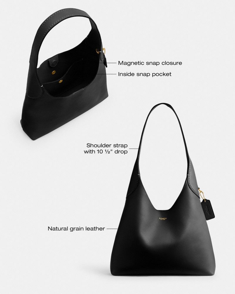 Brooklyn Shoulder Bag 28 - Natural Grain Leather/Brass/Black