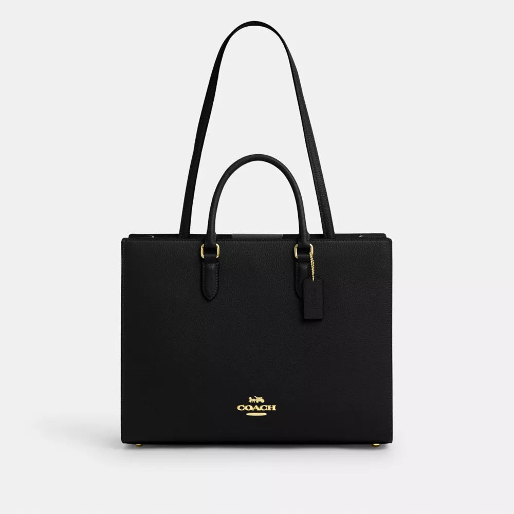 Maggie Tote Bag - Pebbled Leather/Gold/Black