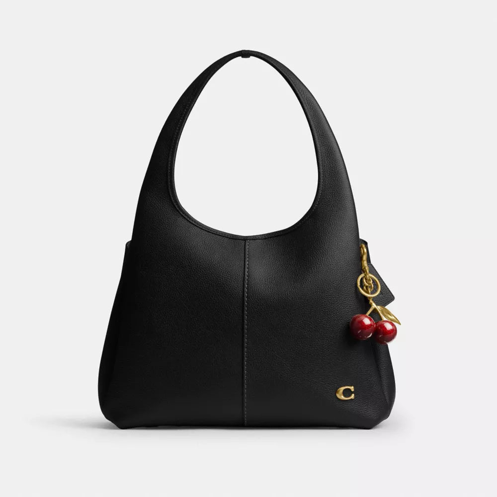 Lana Shoulder Bag - Polished Pebble Leather/Brass/Black