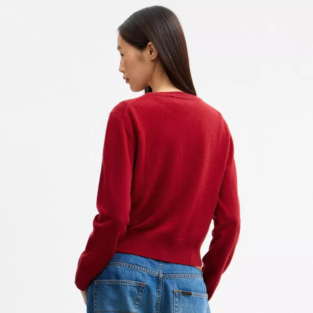 Mini Intarsia Crewneck Sweater - Red