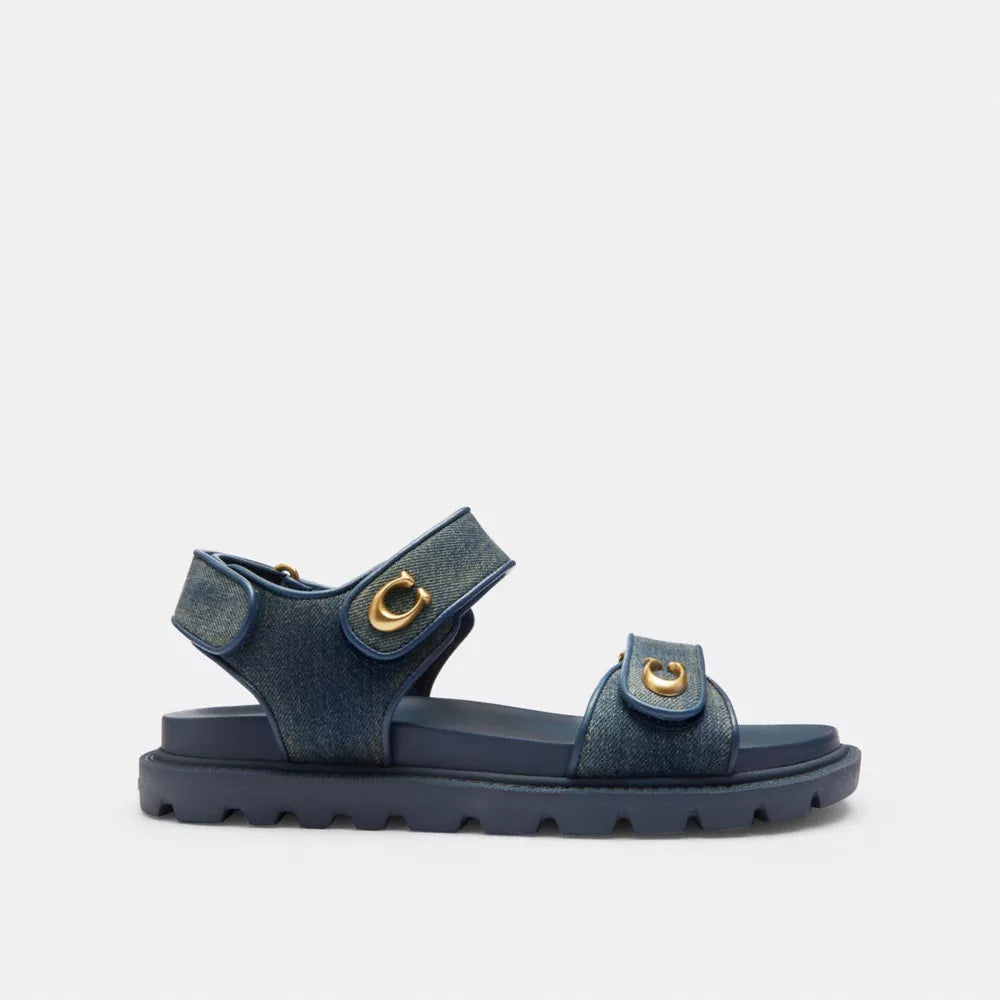 Brynn Sandal In Loved Denim - Dark Indigo
