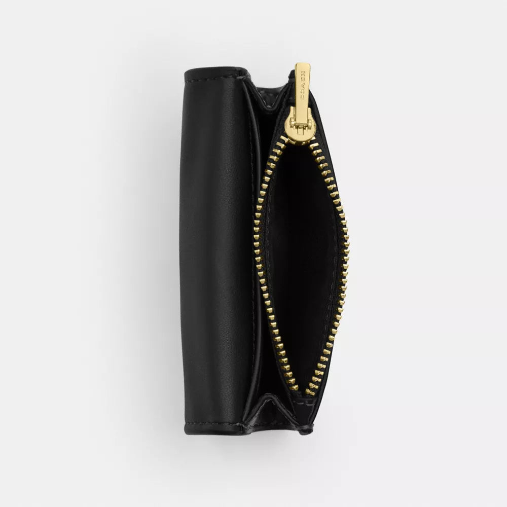 Flap Card Case - Crinkle Leather/Gold/Black