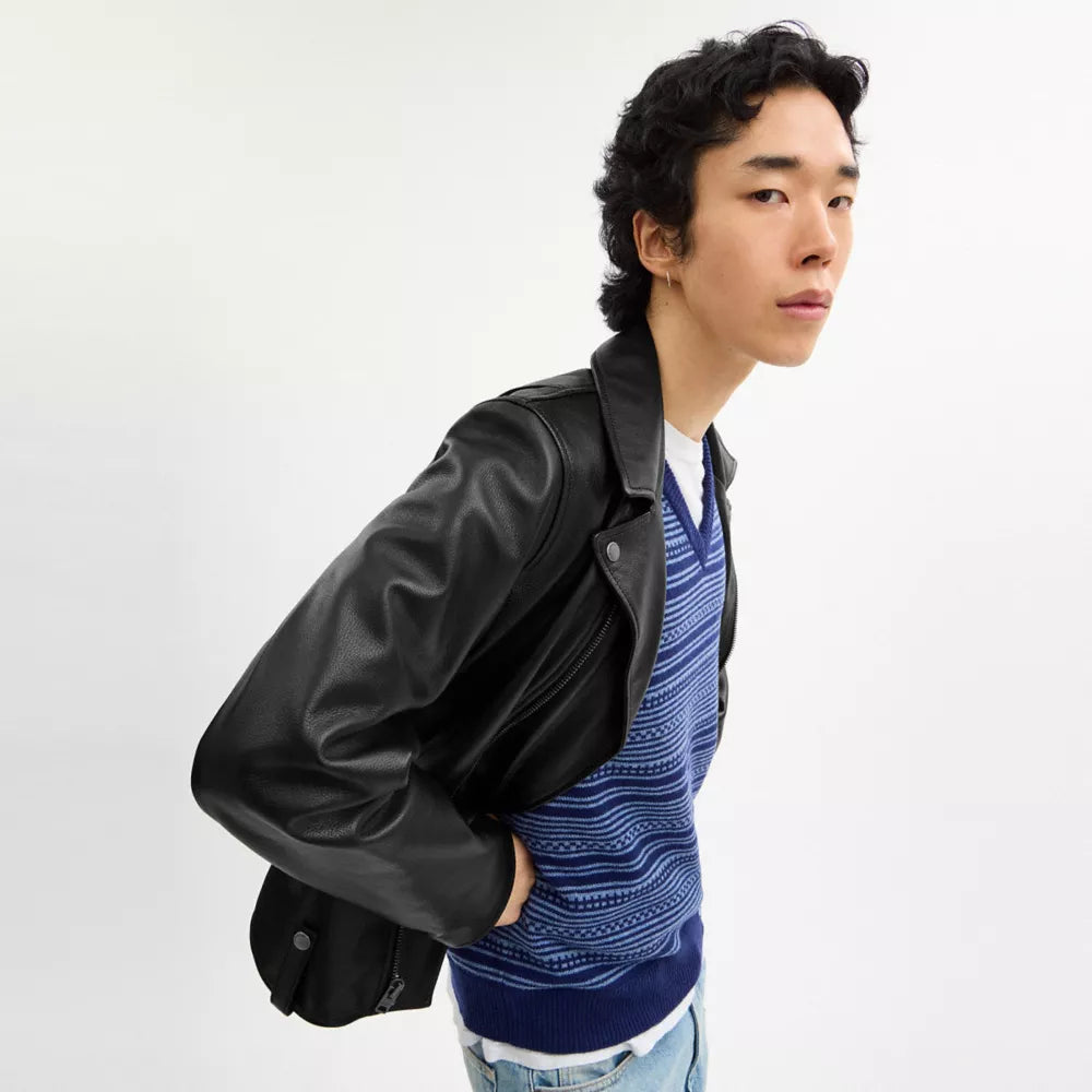 Leather Moto Jacket - Black