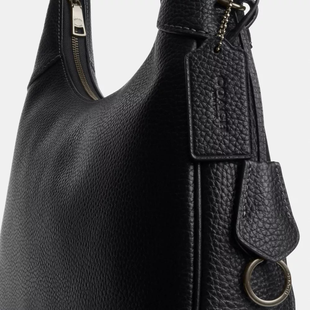 Ella Shoulder Bag - Pebbled Leather/Gunmetal/Black