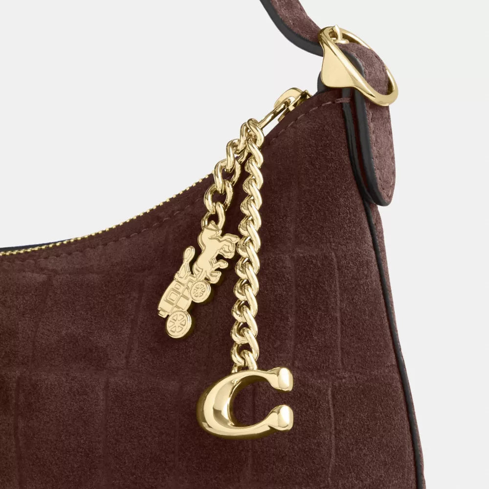 Emeilia Shoulder Bag - Embossed Crocodile/Gold/Maple