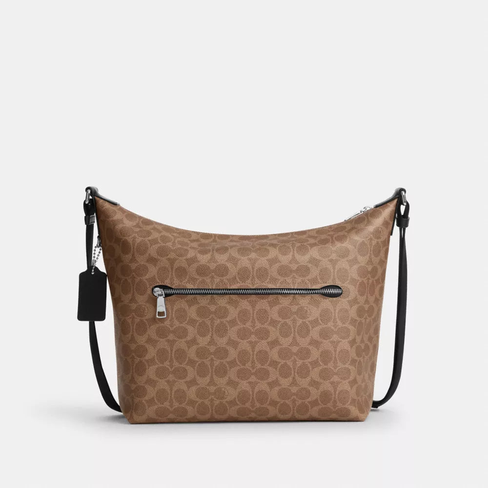 Finn Hobo Bag 32 In Signature Canvas - Signature Canvas/Silver/Tan Black