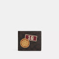 3-In-1 Wallet In Signature Canvas With Patches - Signature Canvas/SV/Walnut/Black