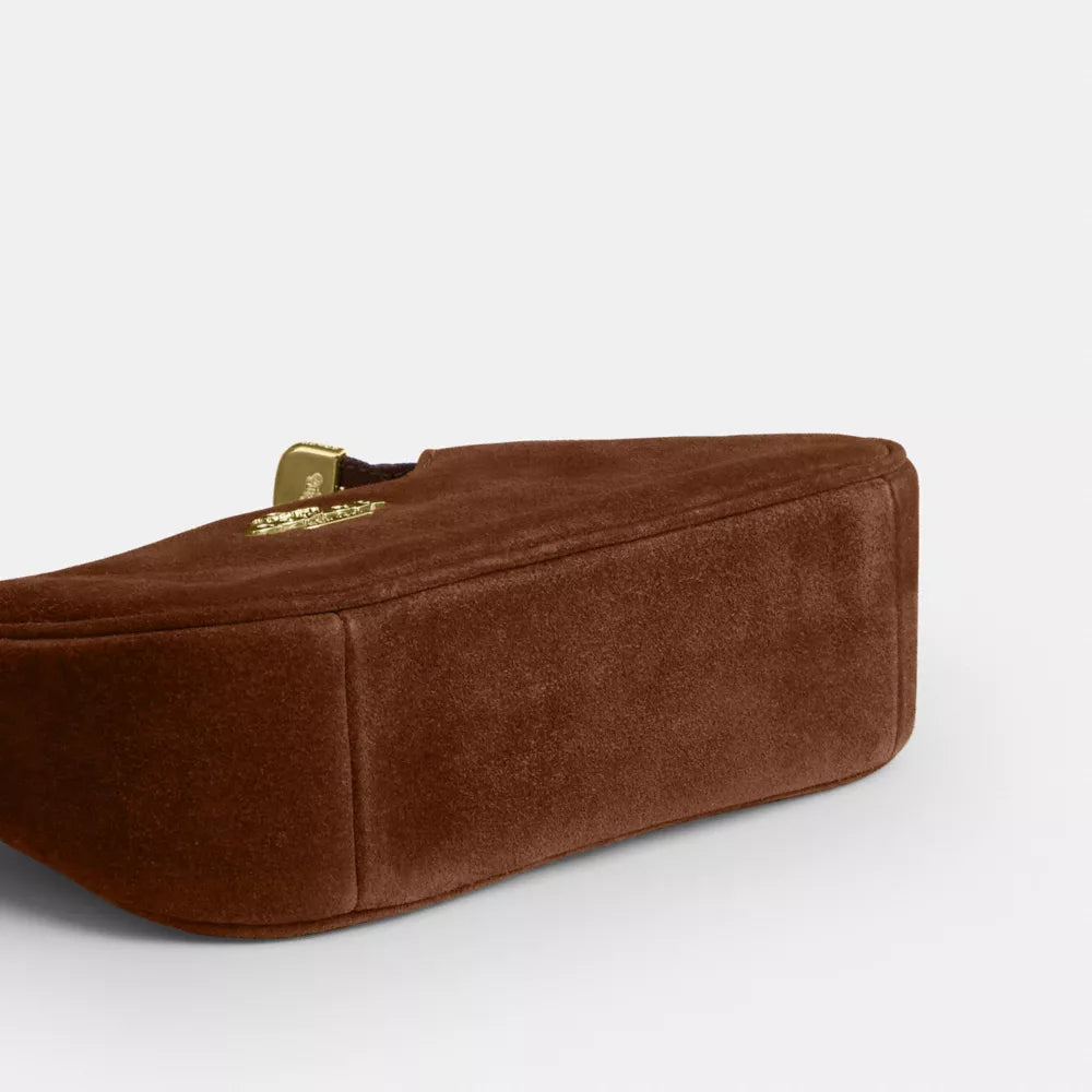 Teri Mini Crossbody Bag - Suede/Gold/Warm Brown