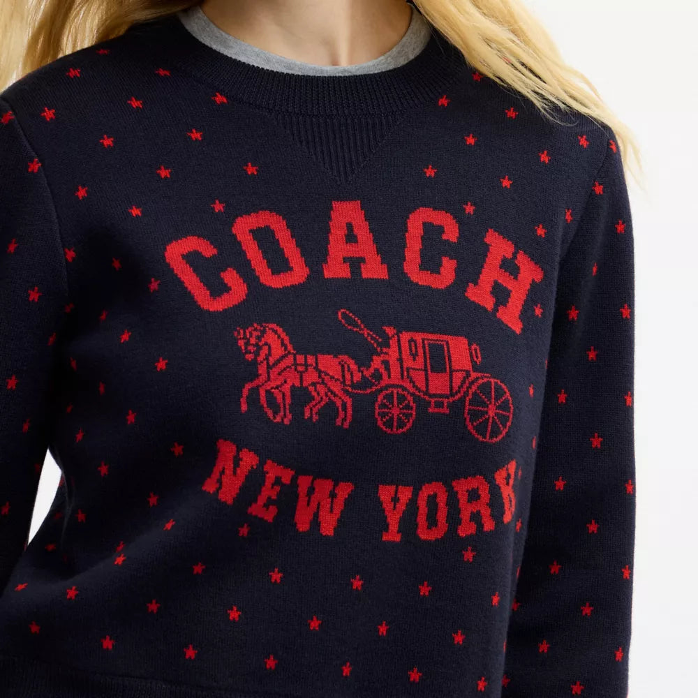 Coach Double Face Crewneck Sweater - Navy