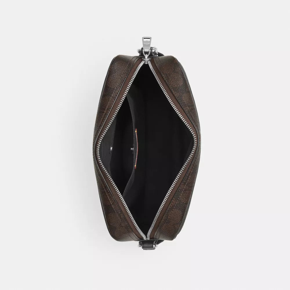 Colton Crossbody Bag 25 In Signature Canvas With Patches - Signature Canvas/SV/Walnut/Black