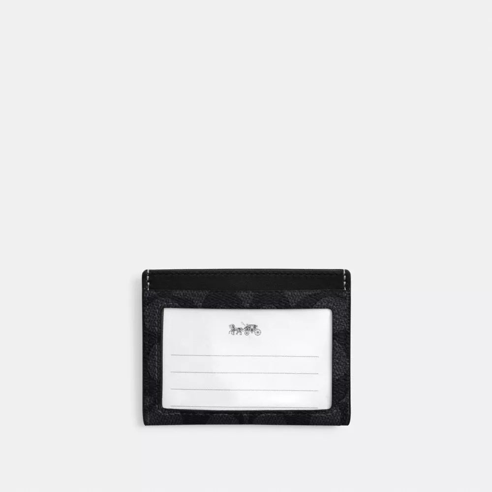 Slim ID Card Case In Signature Canvas - Charcoal/Black