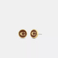 Signature Enamel Stud Earrings - Gold/Brown