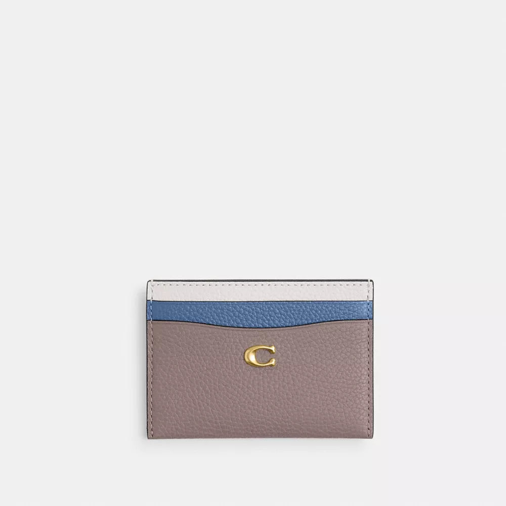 Essential Card Case In Colorblock - Smooth Leather/Brass/Ash Multi