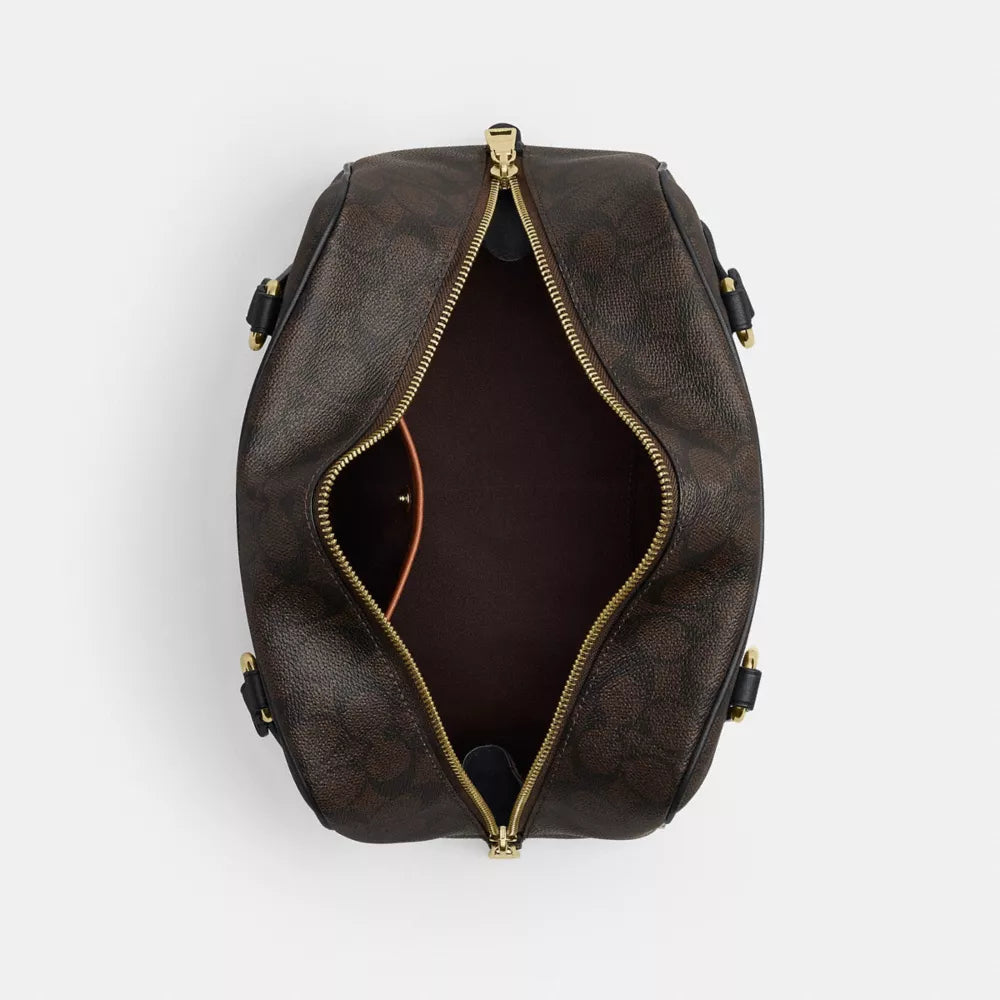 Sydney Shoulder Bag In Signature Canvas - Signature Canvas/Gold/Walnut/Black