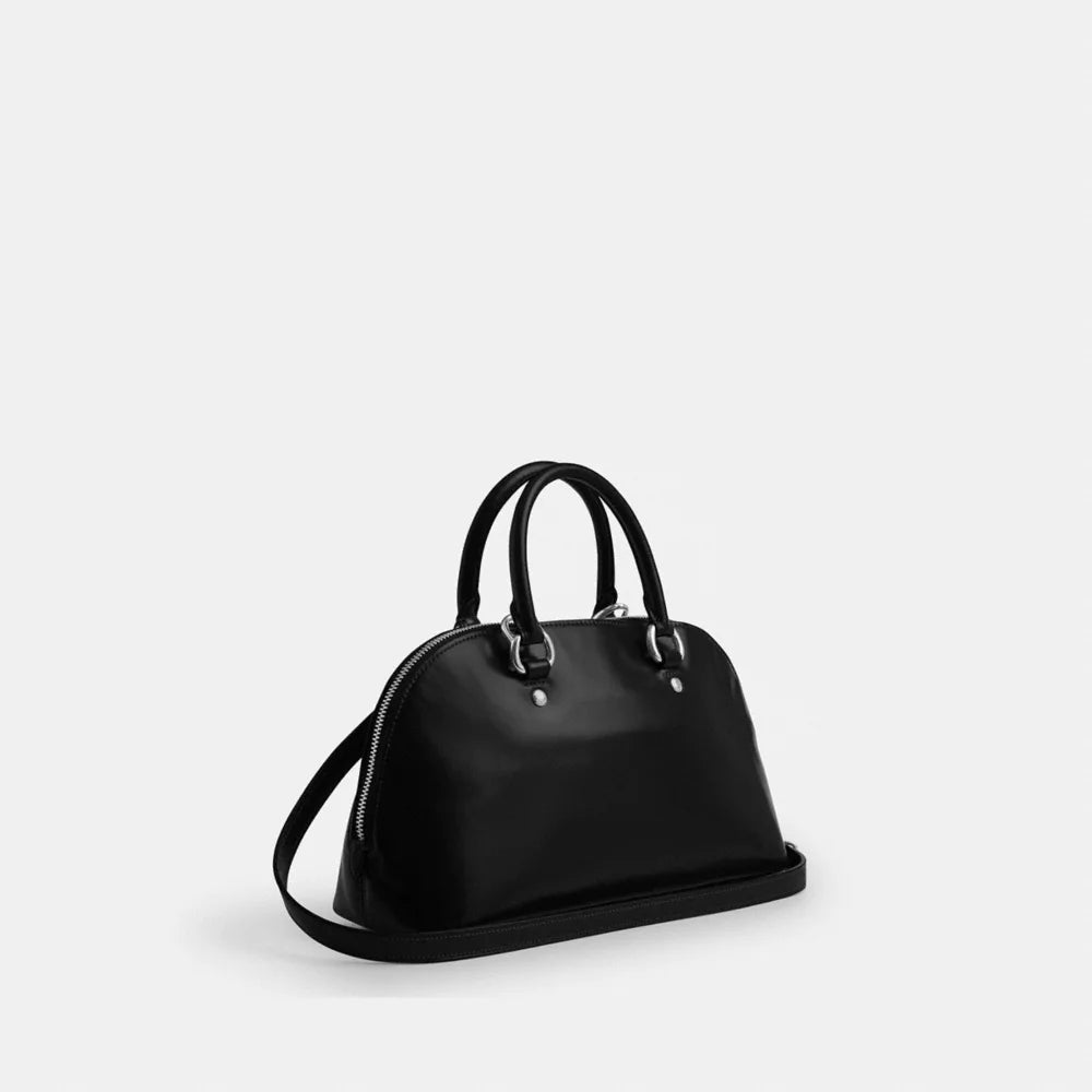 Lara Satchel Bag - Nappa Leather/Silver/Black