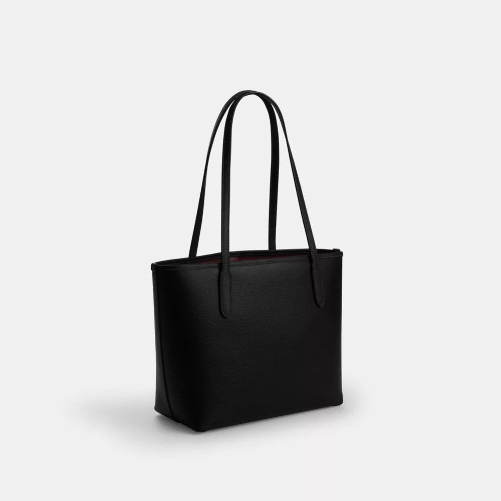 Medium City Tote Bag - Pebbled Leather/Gold/Black