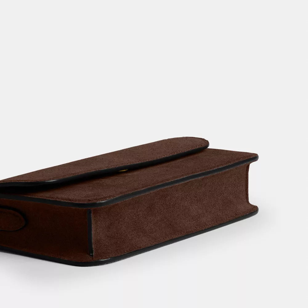 New York Elora Top Handle Crossbody Bag - Suede/Brass/Dark Chocolate