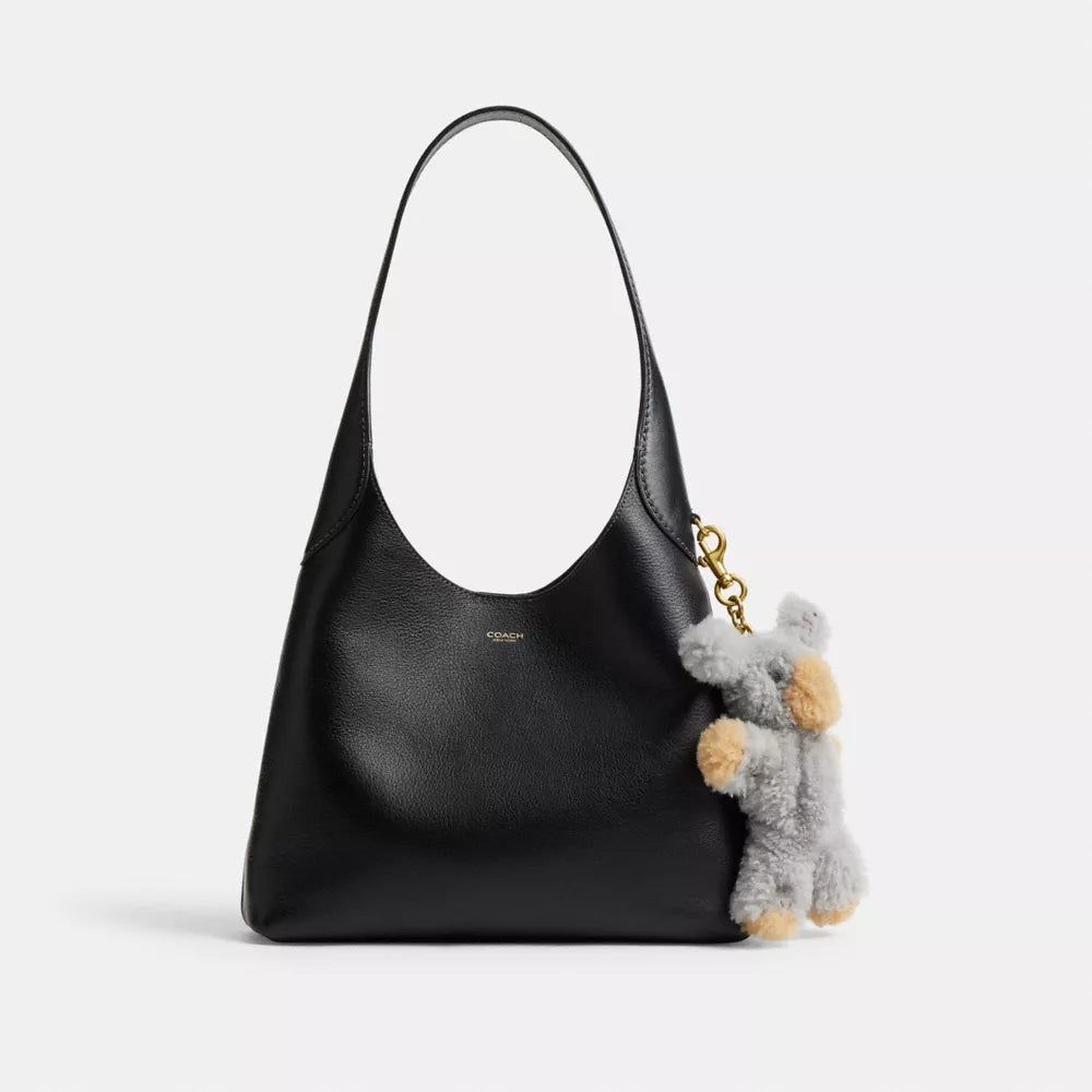 Fuzzy Bag Charm In Shearling - Shearling/Brass/Multi
