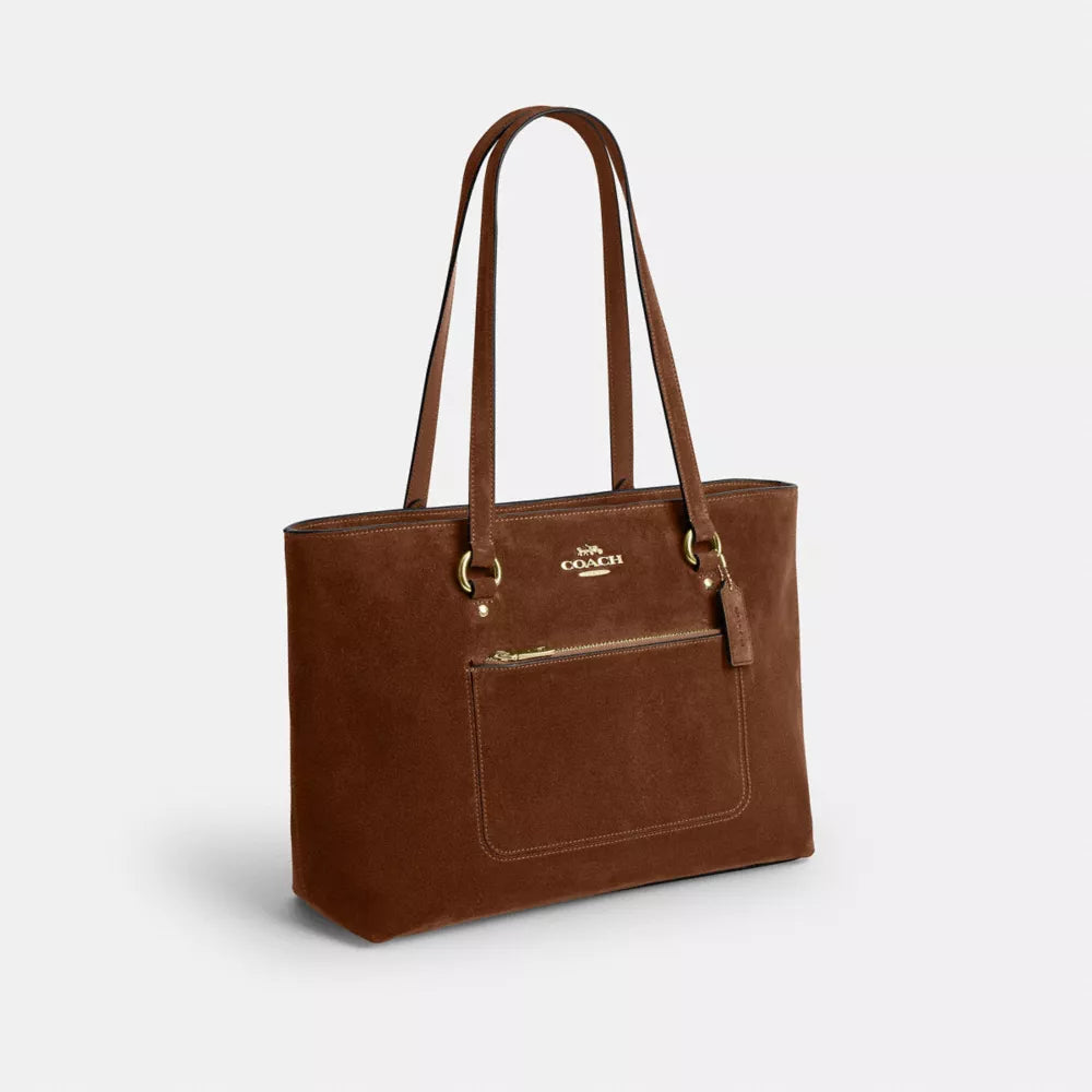 Station Tote Bag - Suede/Gold/Warm Brown