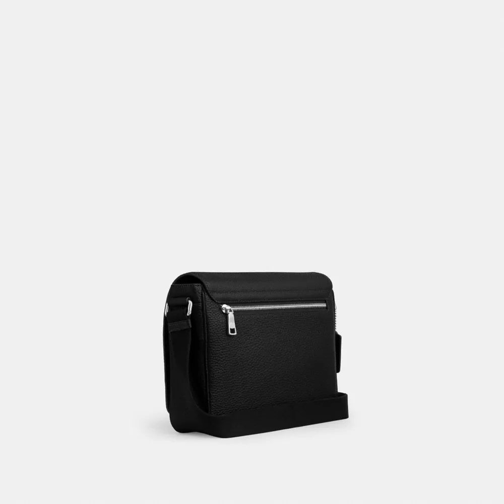 Jack Messenger Bag - Pebbled Leather/Silver/Black