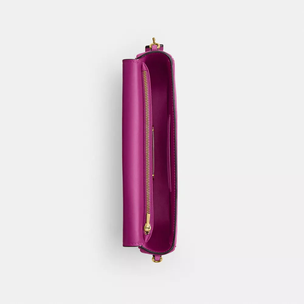 Brook Flap Chain Bag - Suede/Brass/Magenta