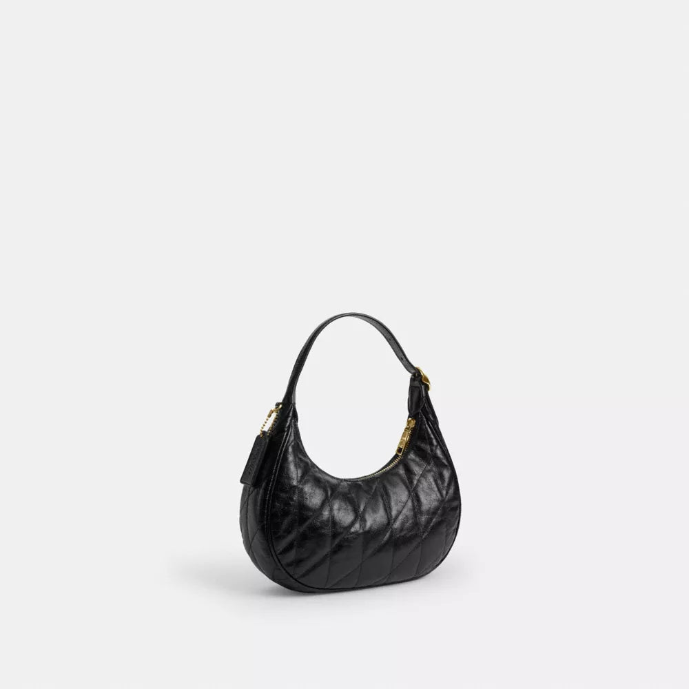 Emily Shoulder Bag With Quilting - Crinkle Leather/Gold/Black