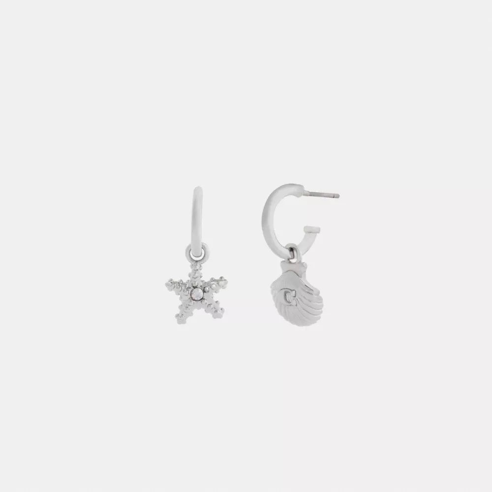 Seashells Huggie Earrings - Silver