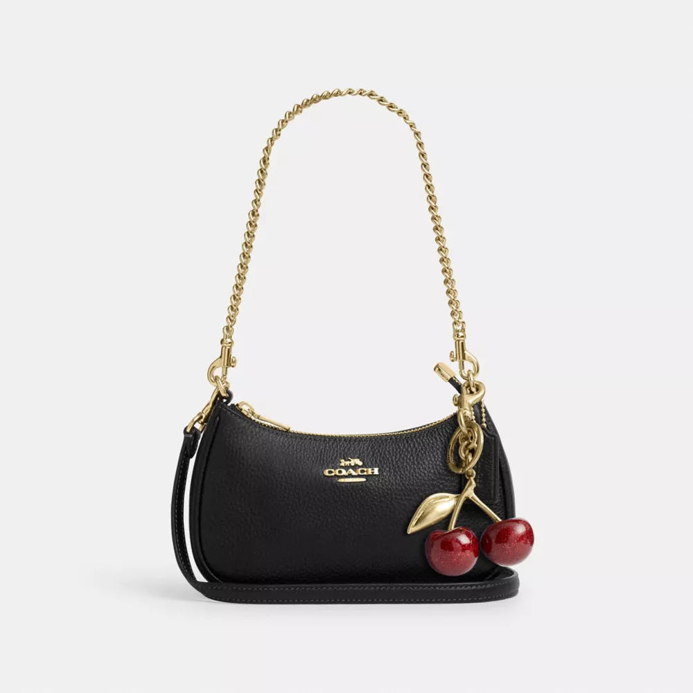 Teri Mini Crossbody Bag - Pebbled Leather/Gold/Black