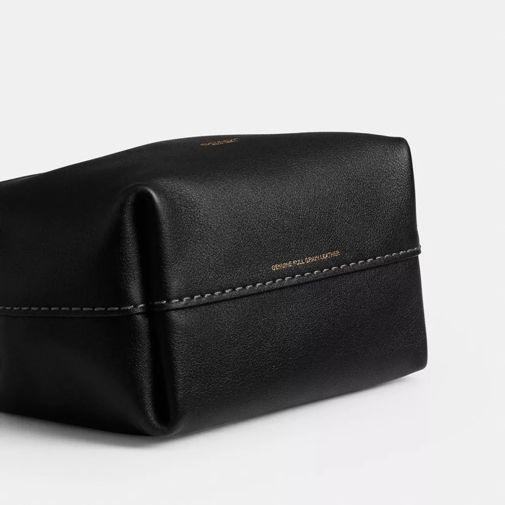 Jade Drawstring Bag - Natural Grain Leather/Brass/Black