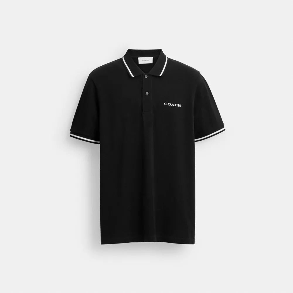 Signature Trim Polo In Organic Cotton - Black