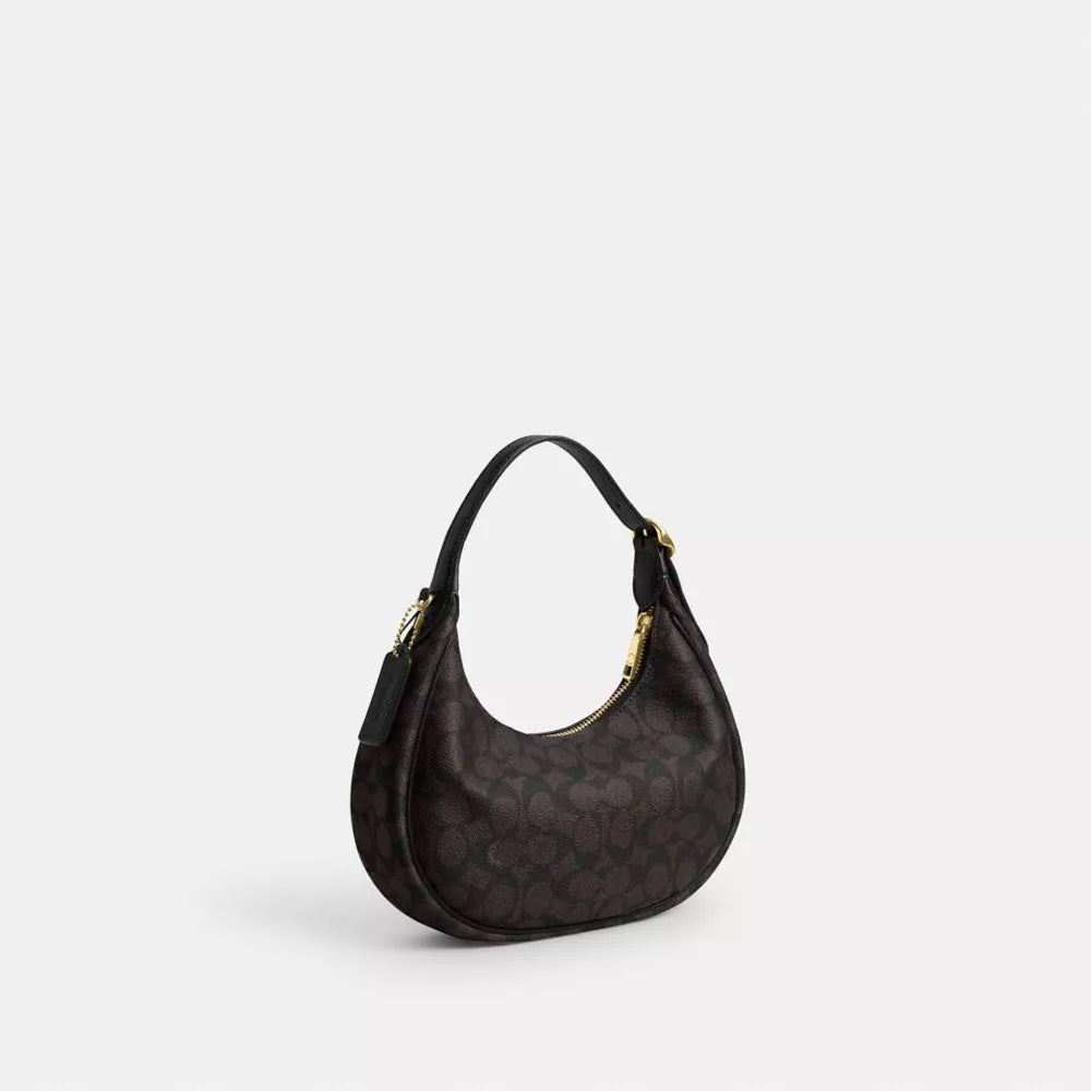 Emily Shoulder Bag In Signature Canvas - Signature Canvas/Gold/Walnut/Black