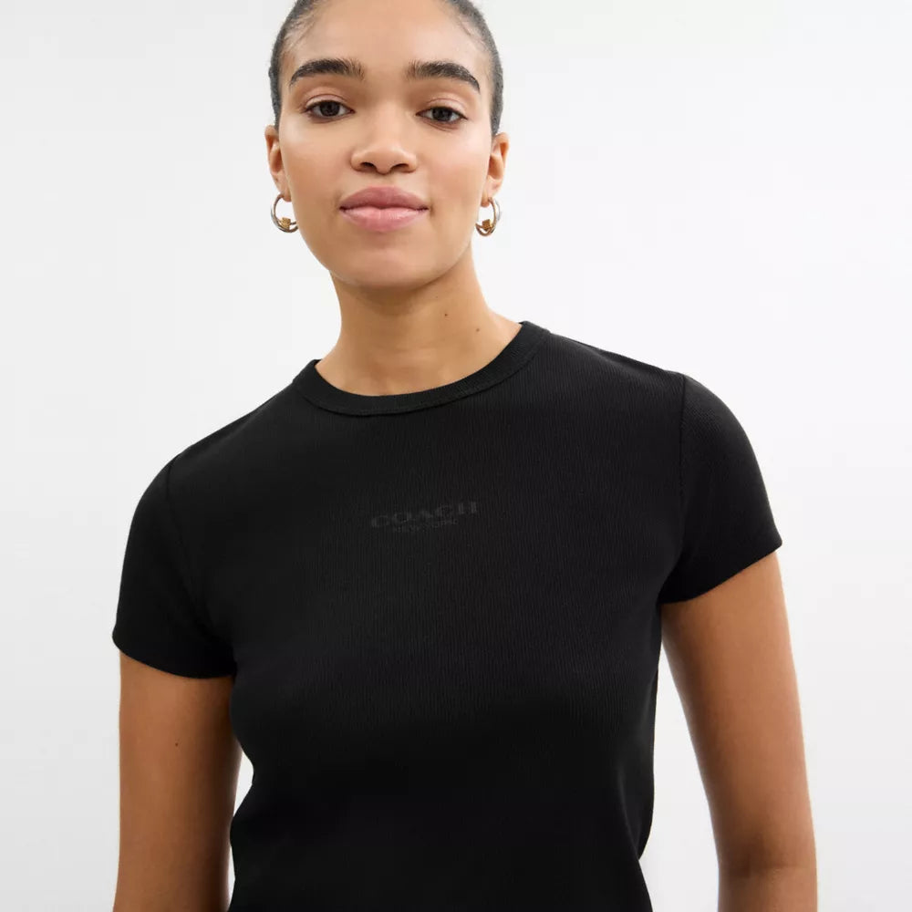 New York Ribbed T-Shirt - Black