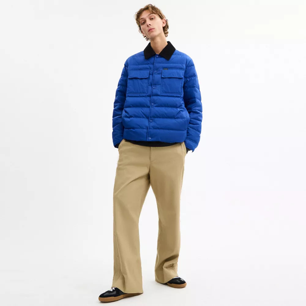 Lightweight Shirt Down Jacket In Recycled Polyester - Blue