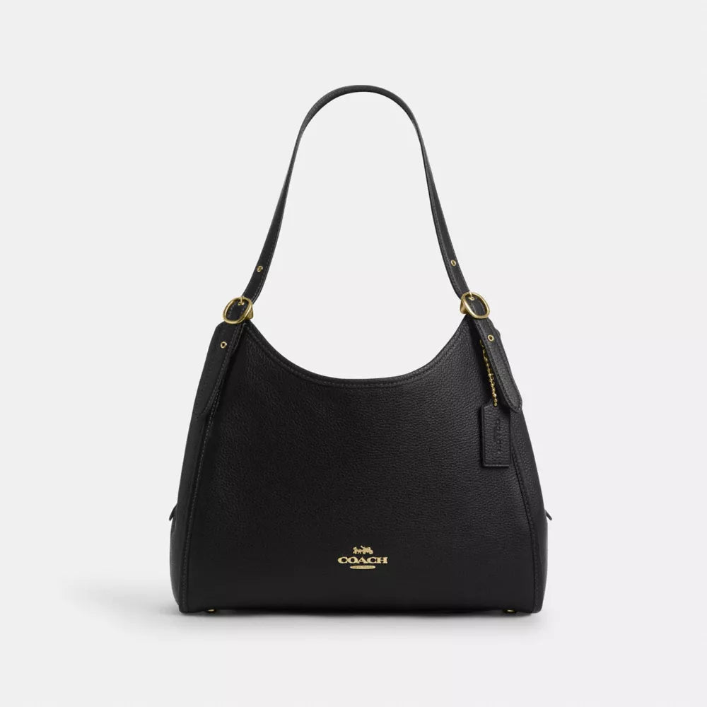 Erin Shoulder Bag - Pebbled Leather/Gold/Black
