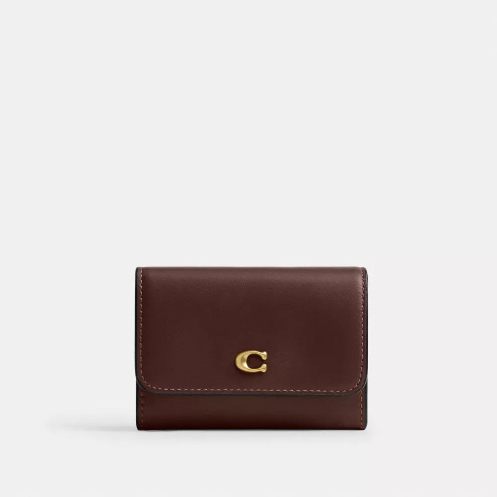 Essential Flap Card Case - Smooth Leather/Brass/Maple