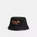 Coach Script Embroidered Denim Bucket Hat - Black