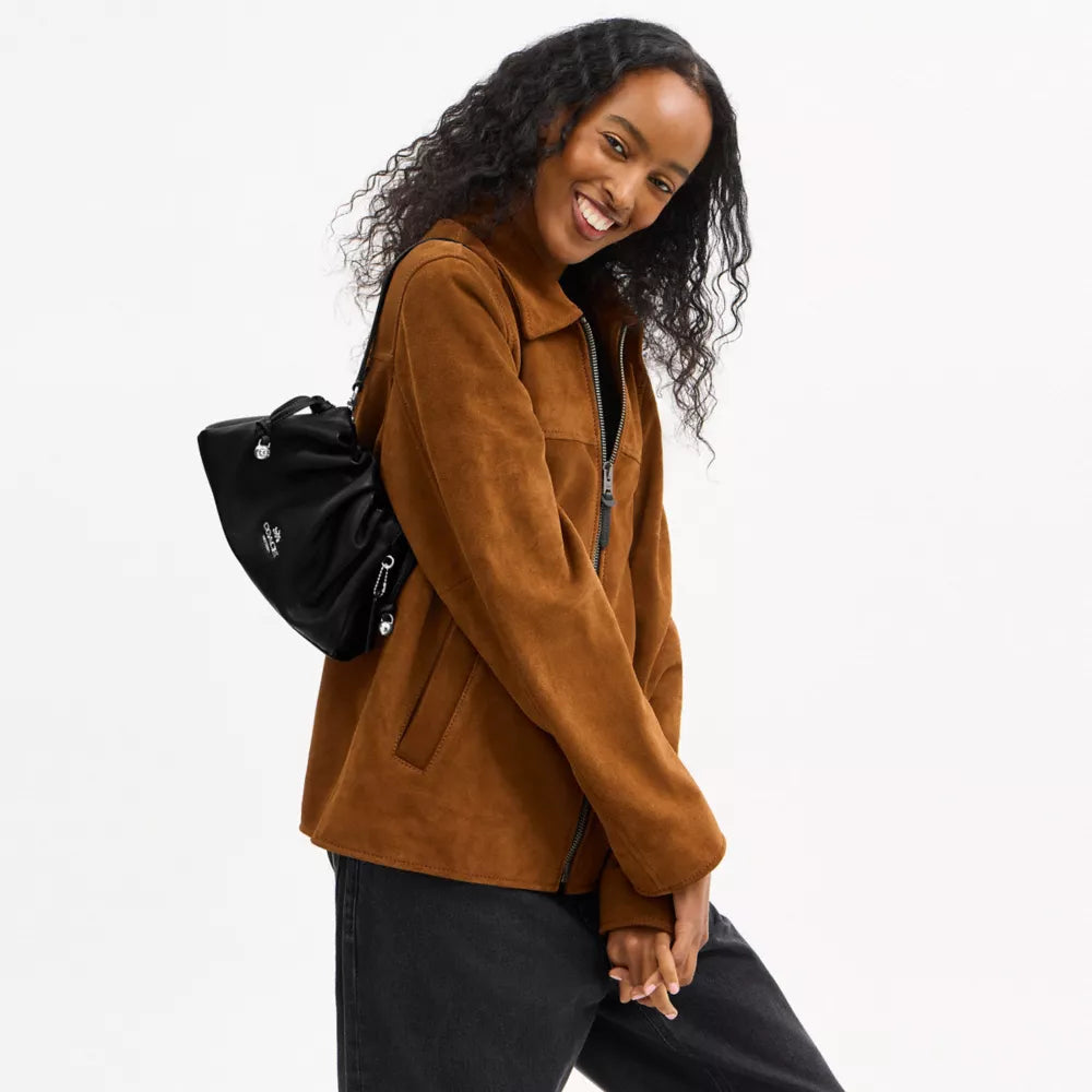 Faye Shoulder Bag - Smooth Leather/Silver/Black
