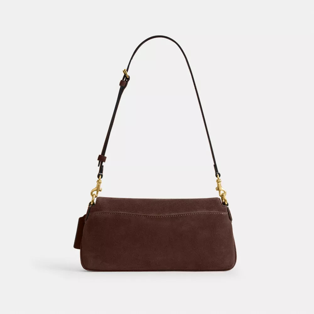 Jet Shoulder Bag - Suede/Brass/Dark Chocolate