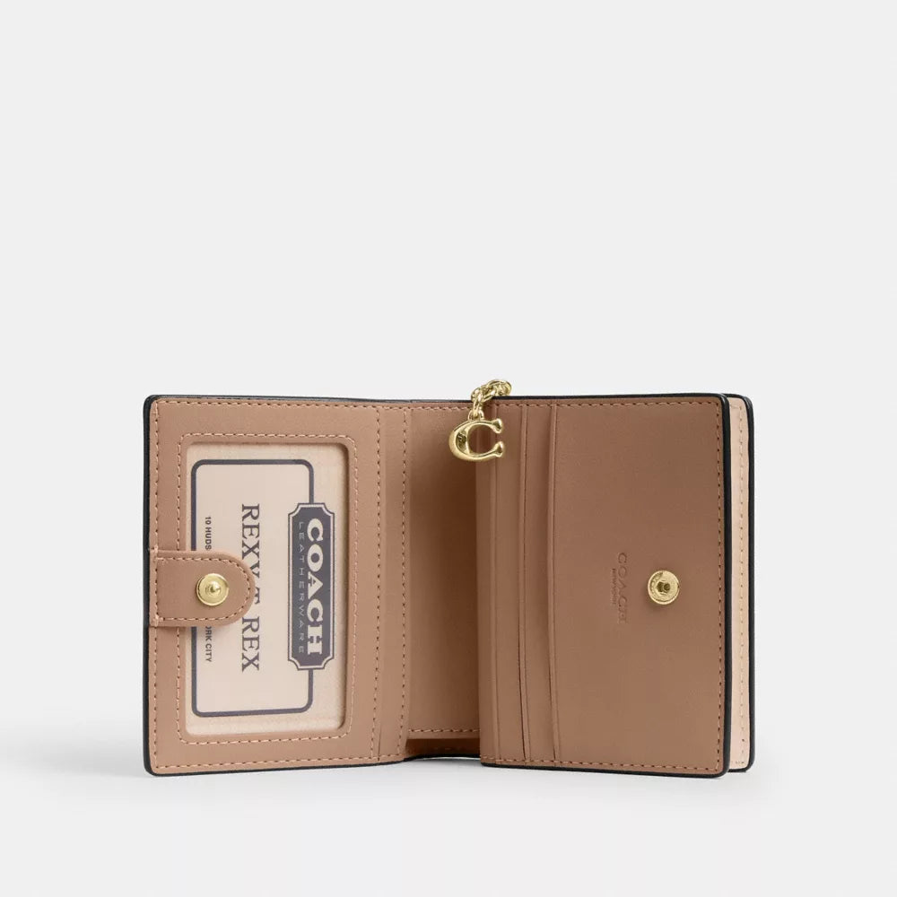 Snap Wallet With Floral Print And Charm - Gold/Chalk Multi