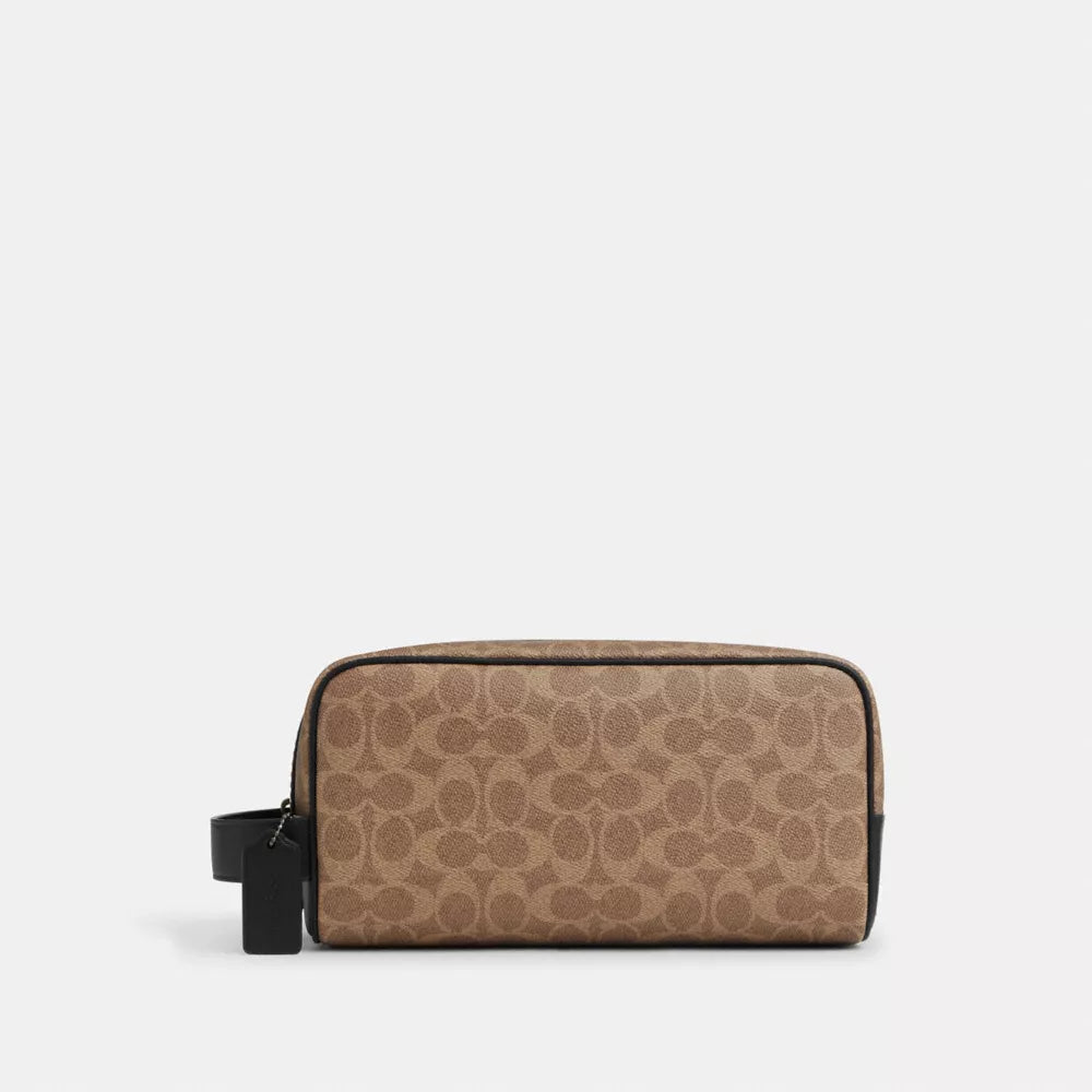 Large Travel Kit In Signature Canvas - Gunmetal/Tan/Black