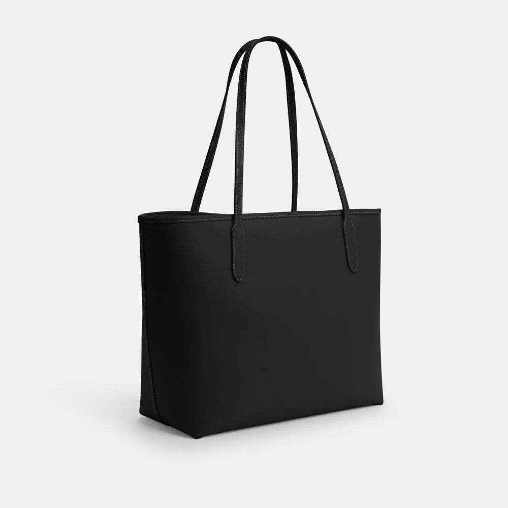 City Tote Bag - Pebbled Leather/Gold/Black