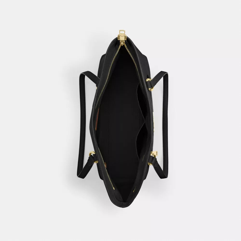 Station Tote Bag In Signature Leather - Pebbled Leather/Gold/Black