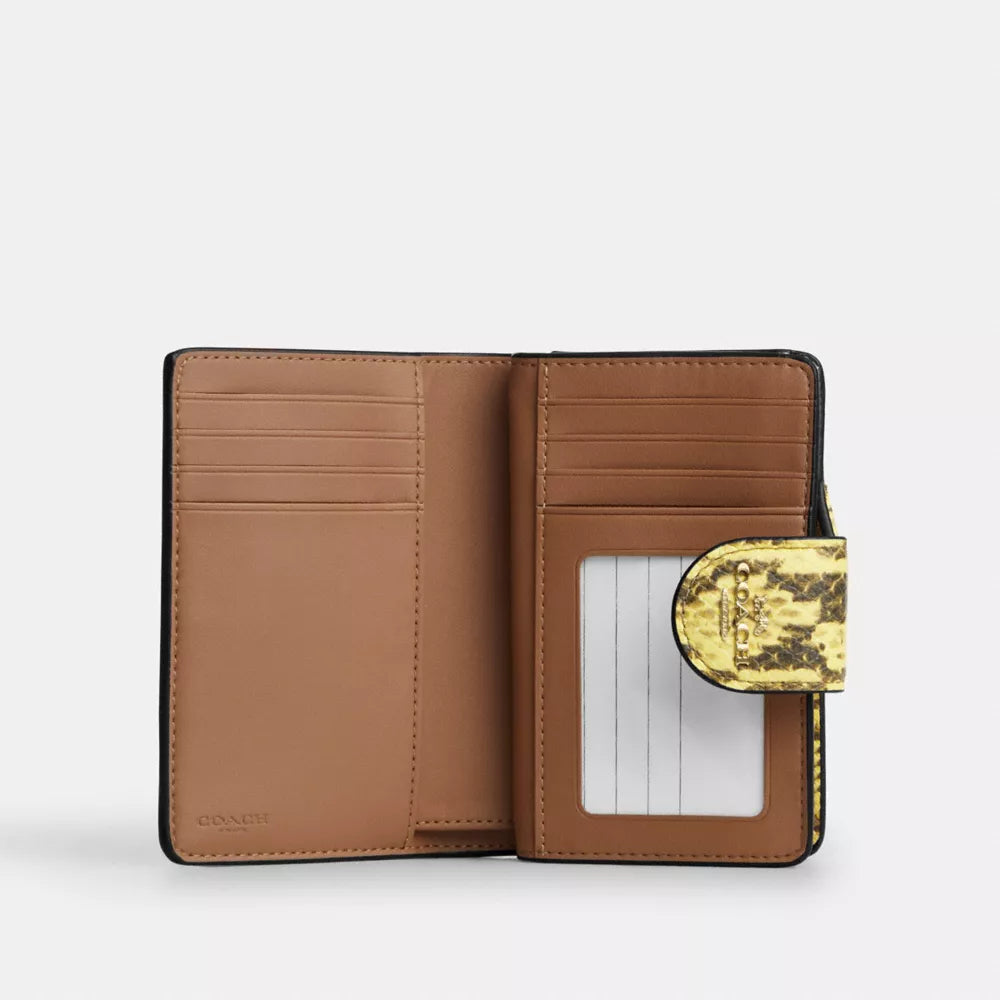 Medium Corner Zip Wallet - Snake Embossed Leather/Gold/Yellow