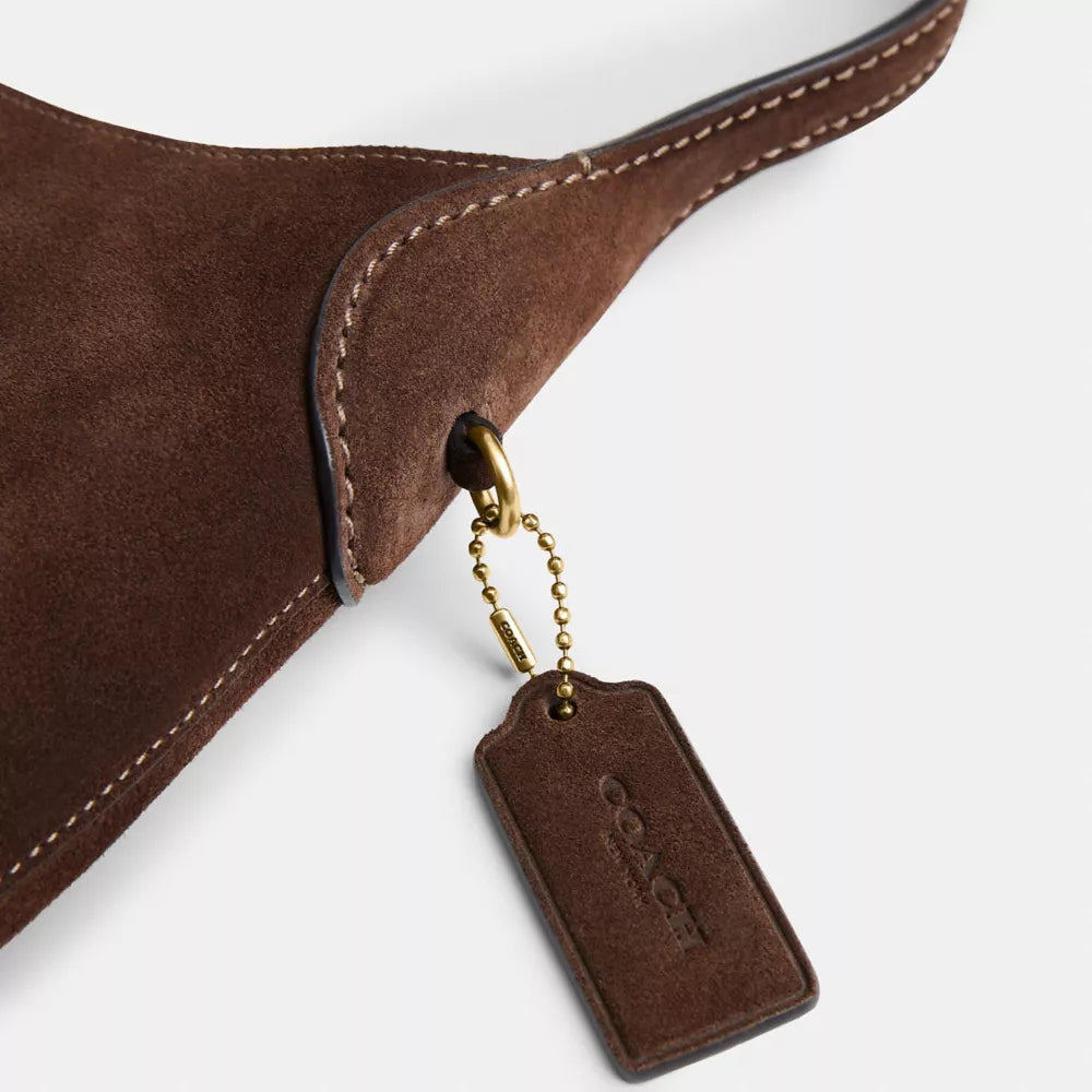 Brooklyn Shoulder Bag 26 - Suede/Brass/Dark Chocolate