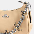 Teri Shoulder Bag With Bows - Silver/Light Sand