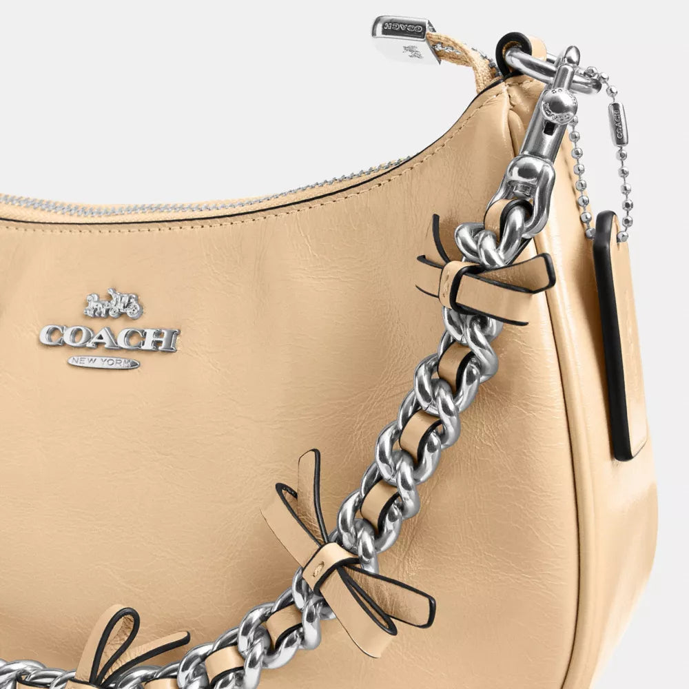 Teri Shoulder Bag With Bows - Silver/Light Sand