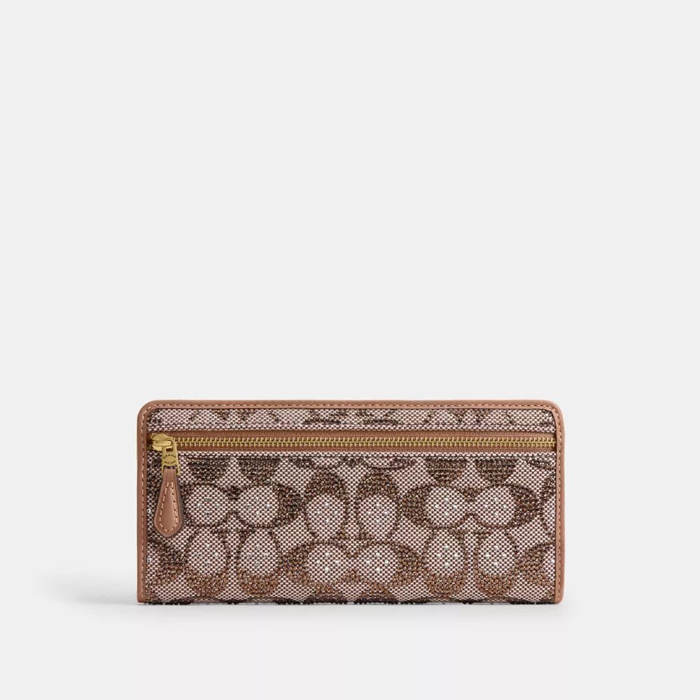 Essential Slim Wallet In Crystal Signature Jacquard - Signature Jacquard/Brass/MUSHROOM