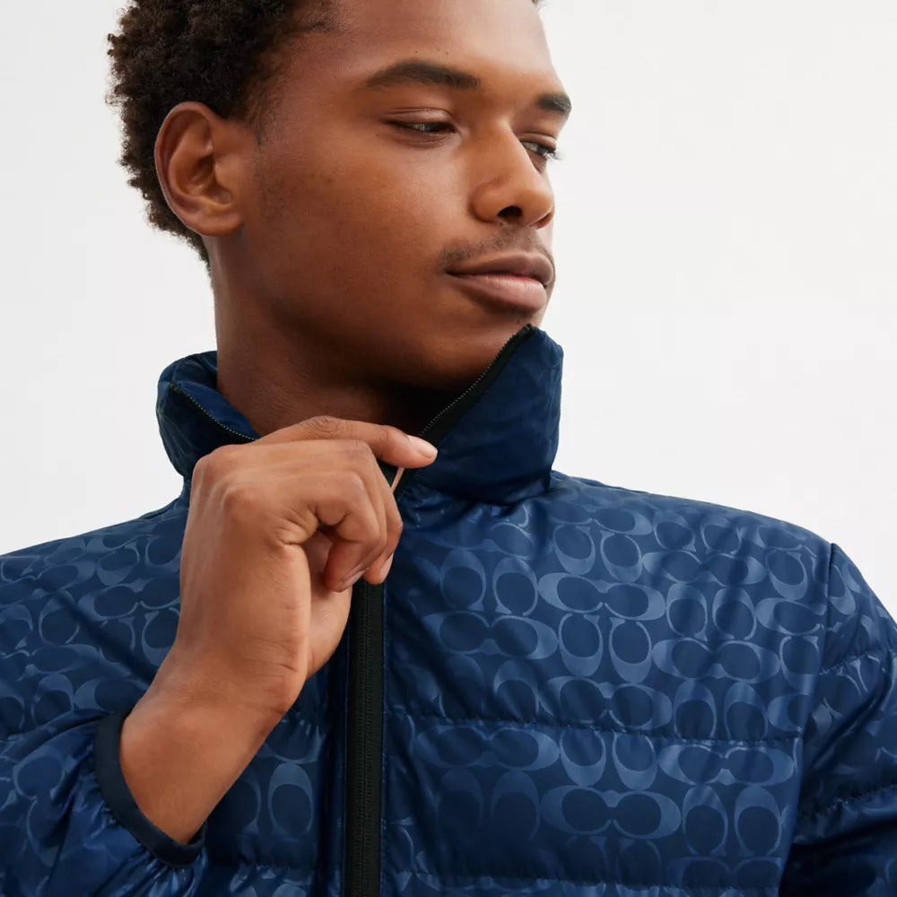 Lightweight Down Jacket In Recycled Polyester - Washed Navy